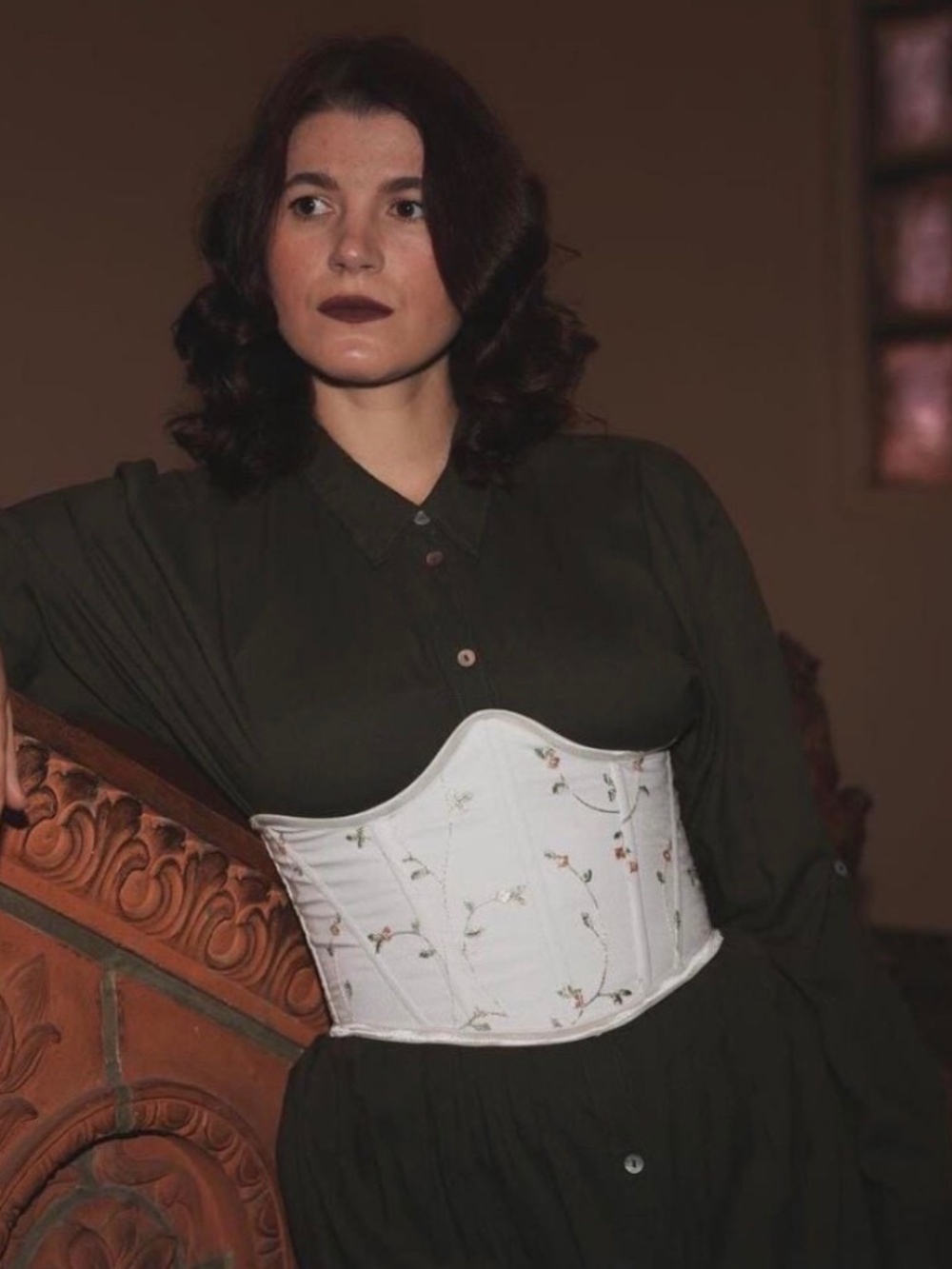 Handmade Cottagecore Corset Belt Embroidered Lace Up Waist Corset Top